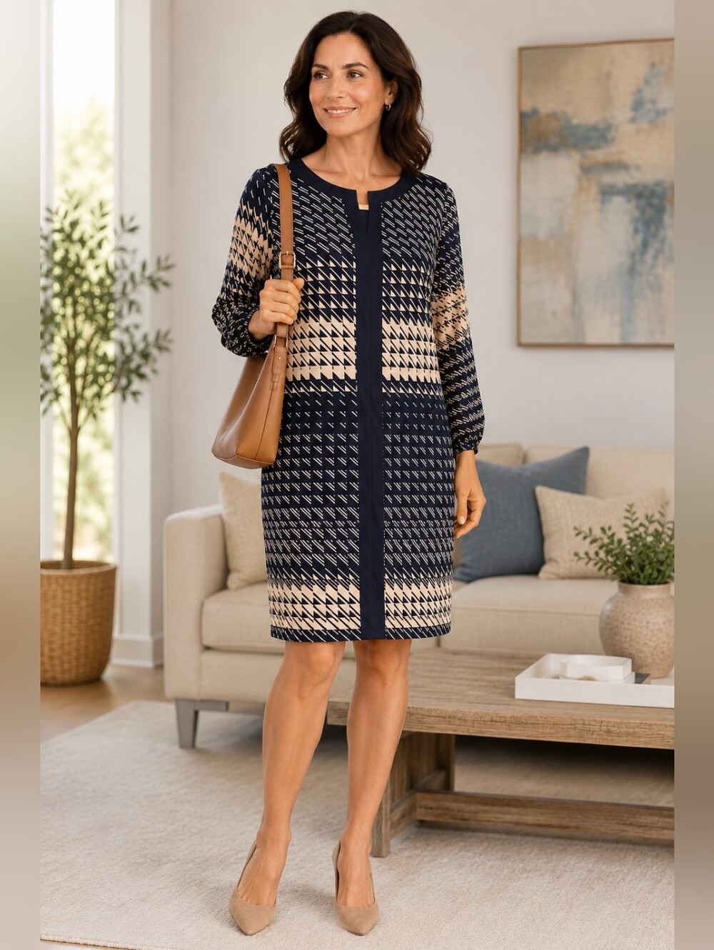 ENFOCUS Studio Classic Shift Dress 3/4 sleeves Size 14  EUC Like NEW